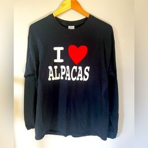 I ❤️ ALPACAS Longsleeve jersey shirt, Navy Blue Size SMALL